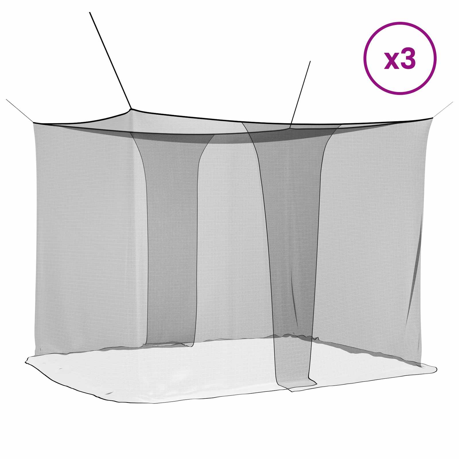 Myggenet til seng 156 mesh 3 pcs Sort Polyester