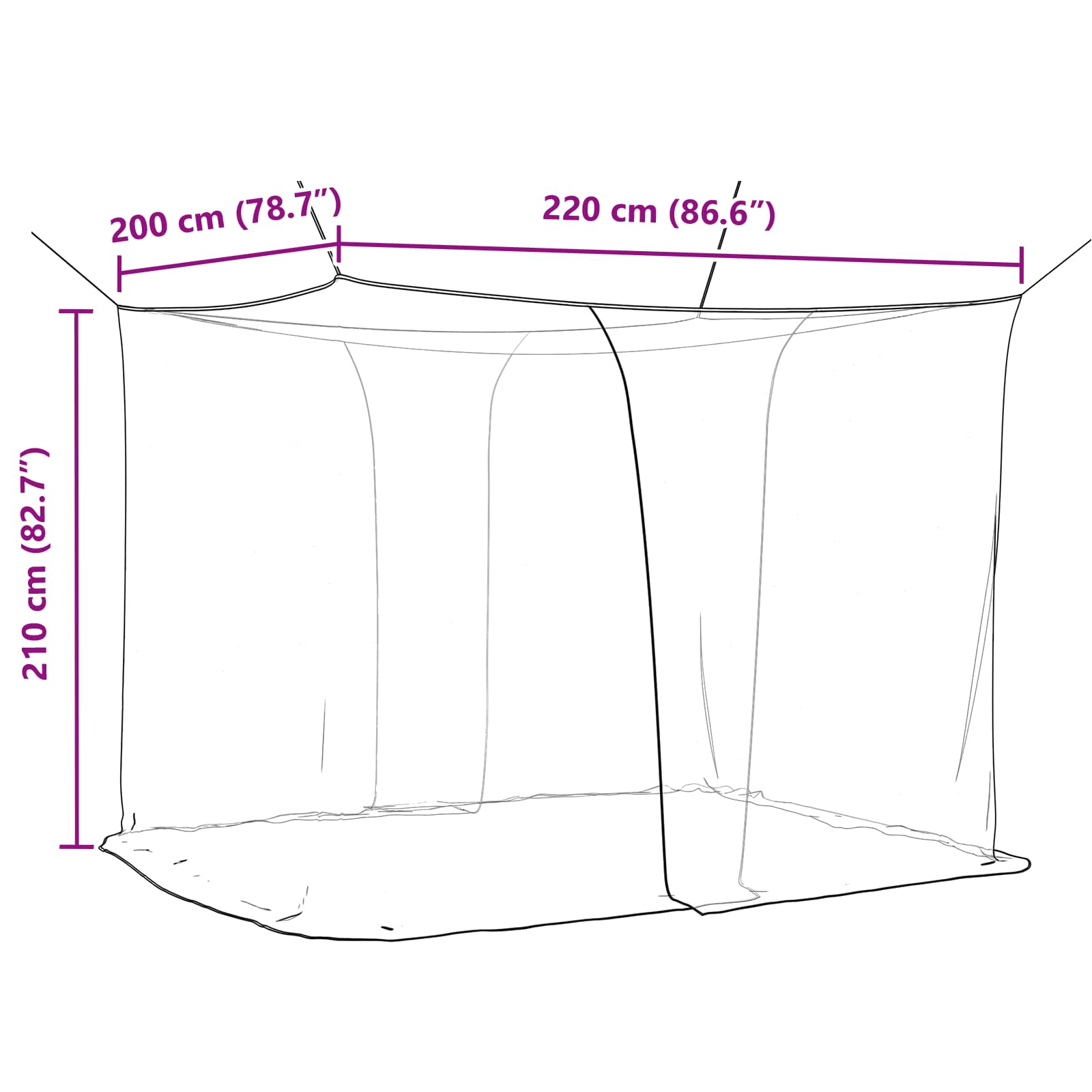 Myggenet til seng 156 mesh 3 pcs Sort Polyester