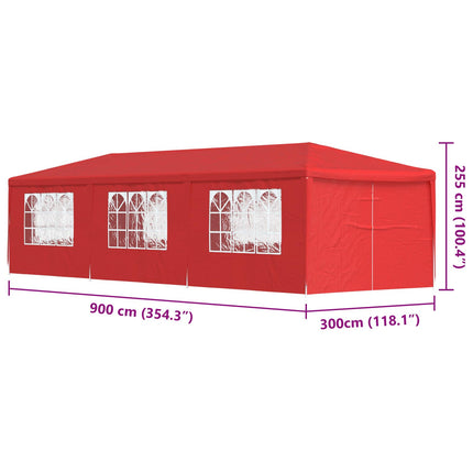 Party Tent 900 x 300 x 255 cm Rød PE og stål