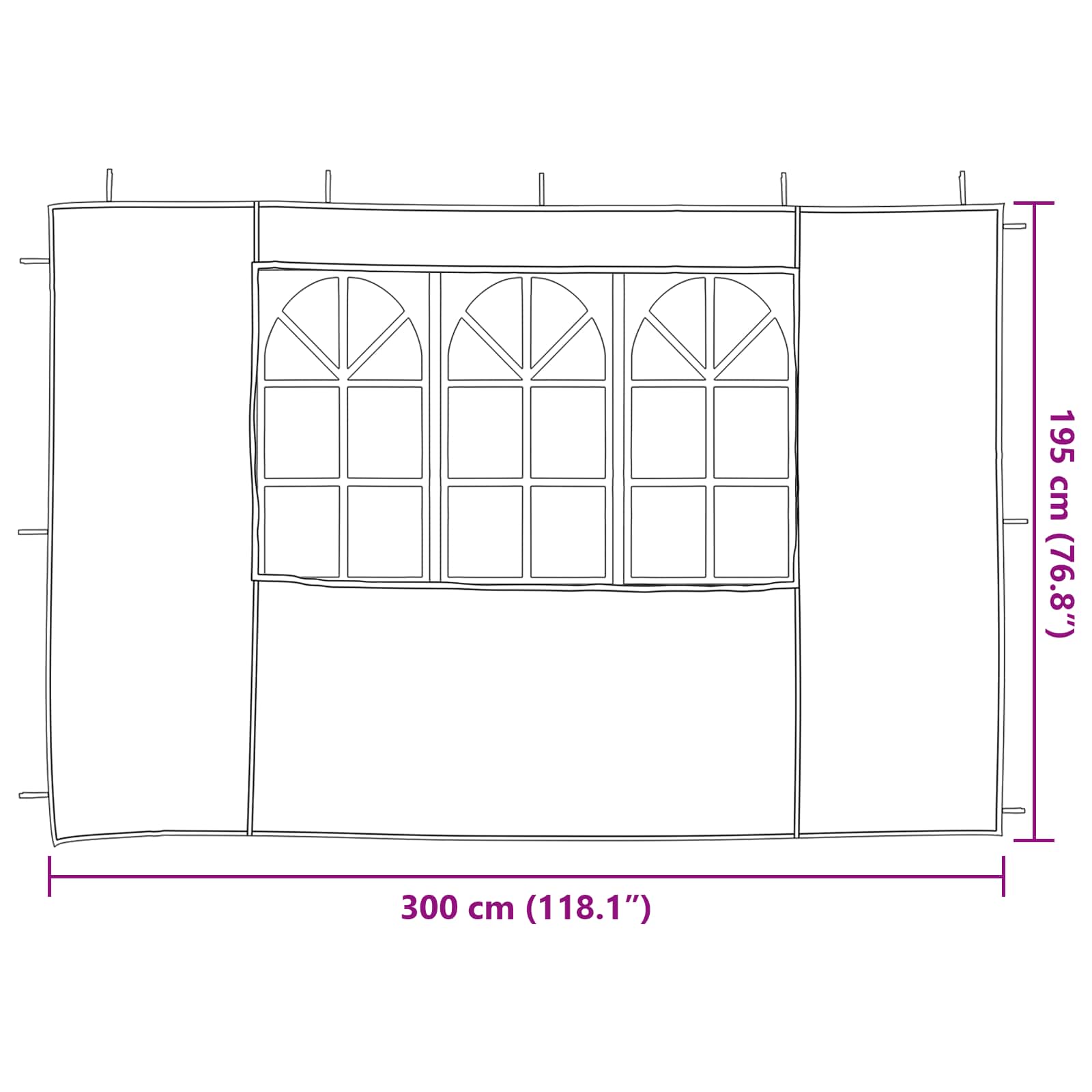 Festasidevæg 2 pcs 300 x 195 cm Lysegrå PE og stål