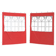 Festasidevæg 2 pcs 200 x 195 cm Rød PE og stål