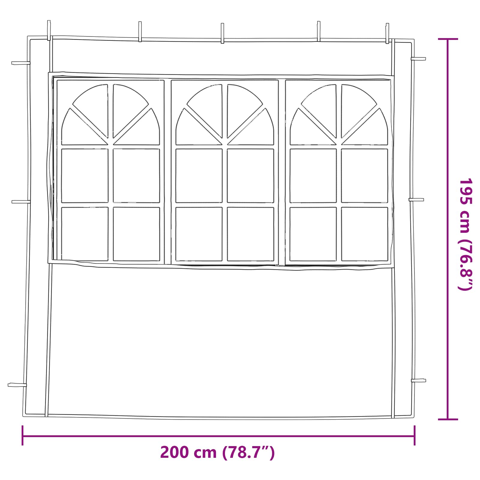 Festasidevæg 2 pcs 200 x 195 cm Rød PE og stål