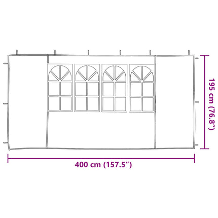 Festasidevæg 2 pcs 400 x 195 cm Lysegrå PE og stål