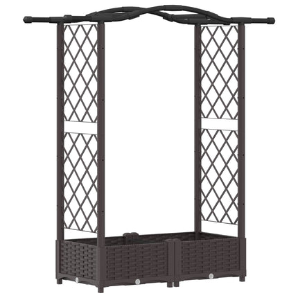 Hævet Bed med Trellis og Tag Brun 124 x 40 x 123 cm PP