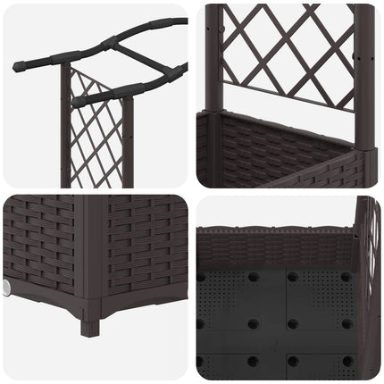 Hævet Bed med Trellis og Tag Brun 207 x 40 x 123 cm PP
