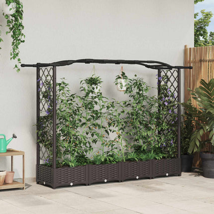 Hævet Bed med Trellis og Tag Brun 207 x 40 x 123 cm PP