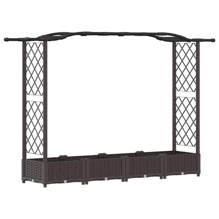 Hævet Bed med Trellis og Tag Brun 207 x 40 x 123 cm PP