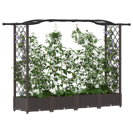 Hævet Bed med Trellis og Tag Brun 207 x 40 x 123 cm PP