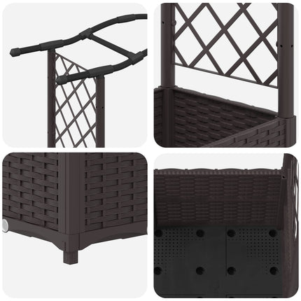 Hævet Bed med Trellis og Tag Brun 164 x 40 x 138 cm PP