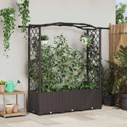 Hævet Bed med Trellis og Tag Brun 164 x 40 x 138 cm PP
