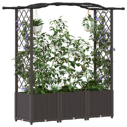 Hævet Bed med Trellis og Tag Brun 164 x 40 x 138 cm PP