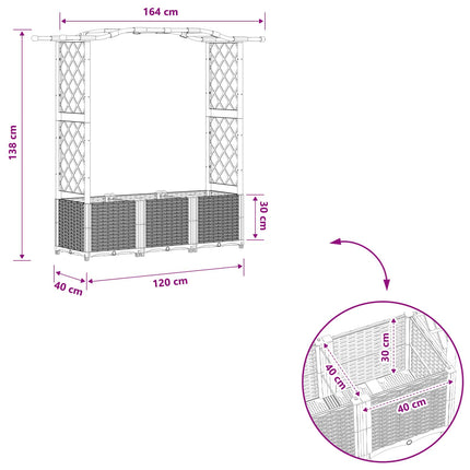 Hævet Bed med Trellis og Tag Brun 164 x 40 x 138 cm PP