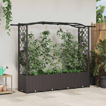Hævet Bed med Trellis og Tag Brun 204 x 40 x 138 cm PP