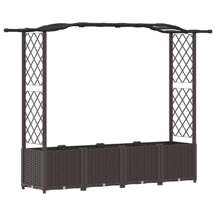 Hævet Bed med Trellis og Tag Brun 204 x 40 x 138 cm PP