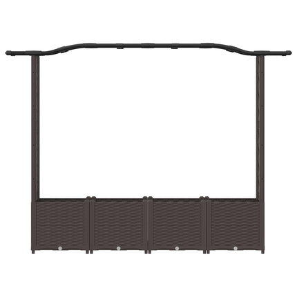 Hævet Bed med Trellis og Tag Brun 204 x 40 x 138 cm PP