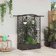 Hævet Bed med Trellis og Tag Brun 124 x 40 x 126 cm PP