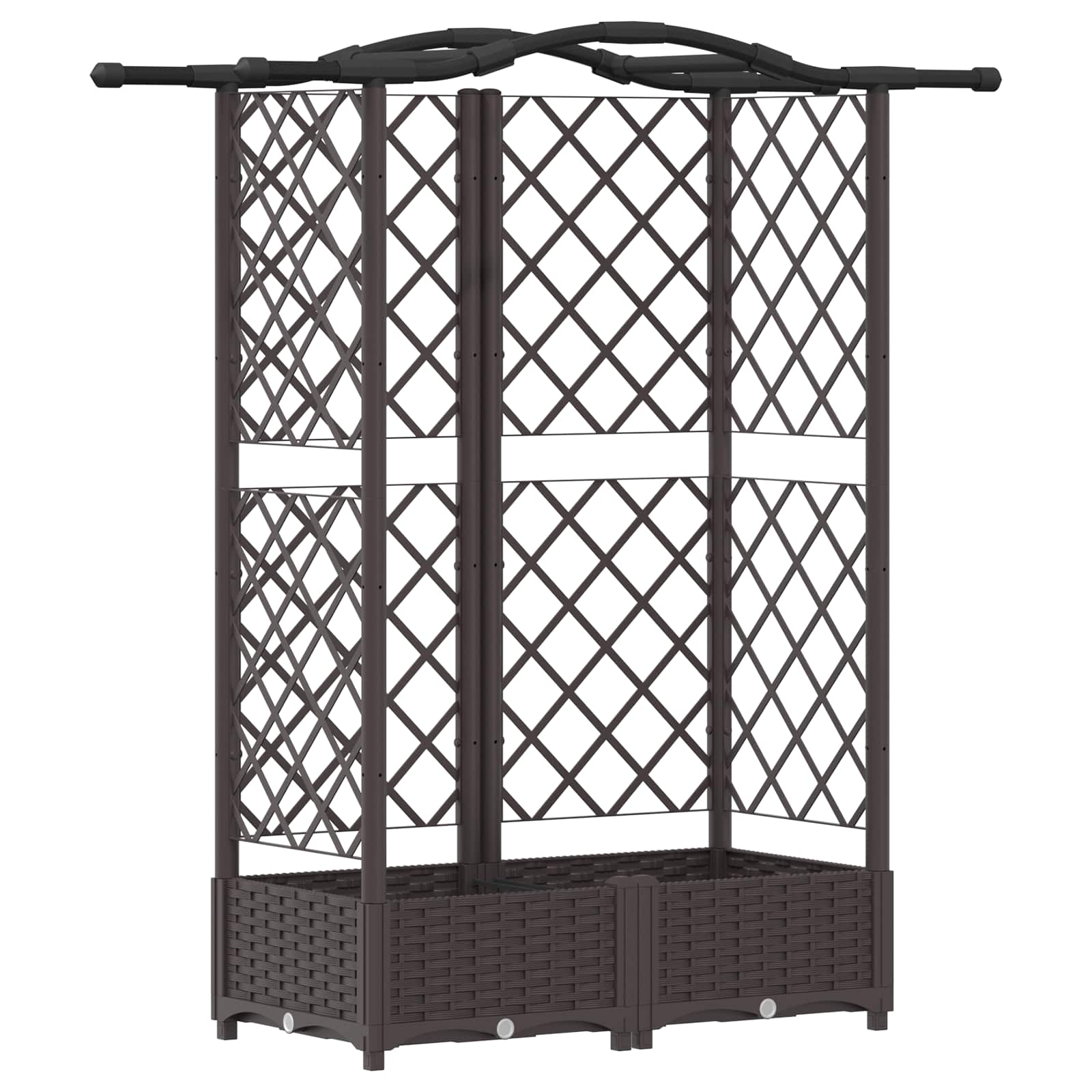 Hævet Bed med Trellis og Tag Brun 124 x 40 x 126 cm PP