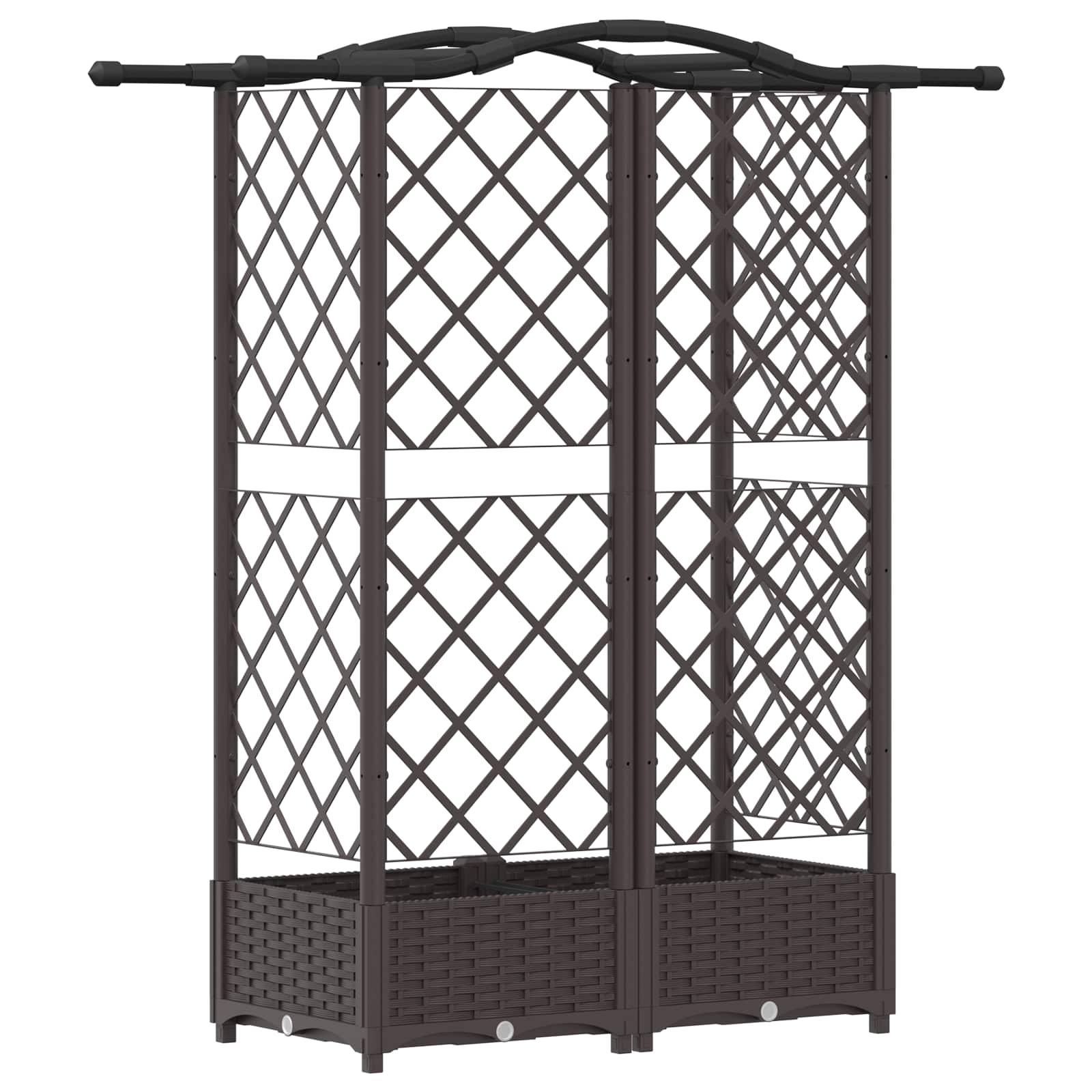 Hævet Bed med Trellis og Tag Brun 124 x 40 x 126 cm PP