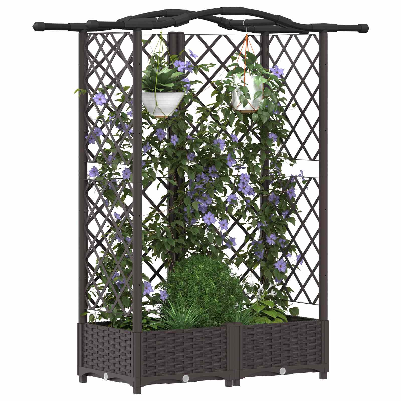 Hævet Bed med Trellis og Tag Brun 124 x 40 x 126 cm PP
