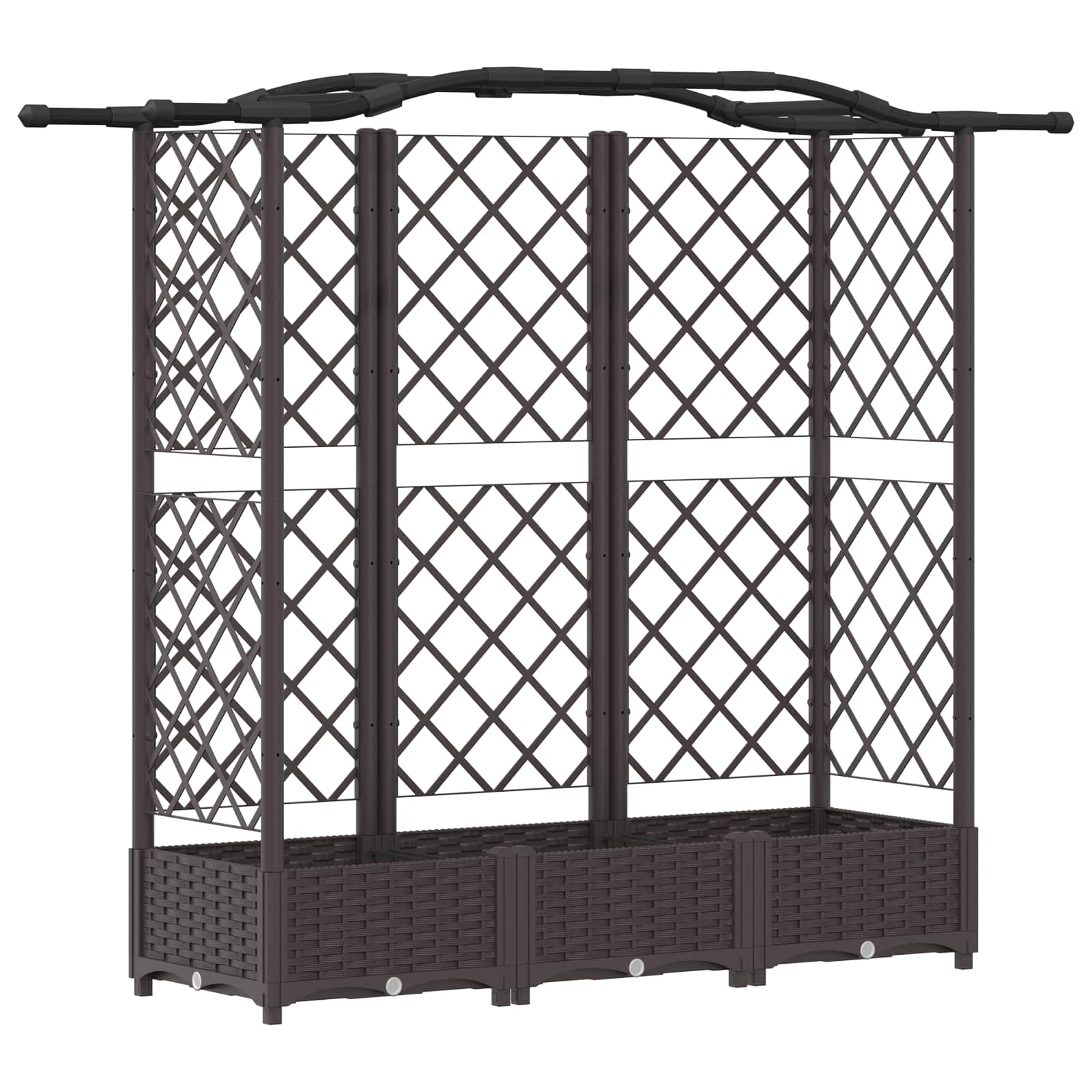 Hævet Bed med Trellis og Tag Brun 163 x 40 x 126 cm PP