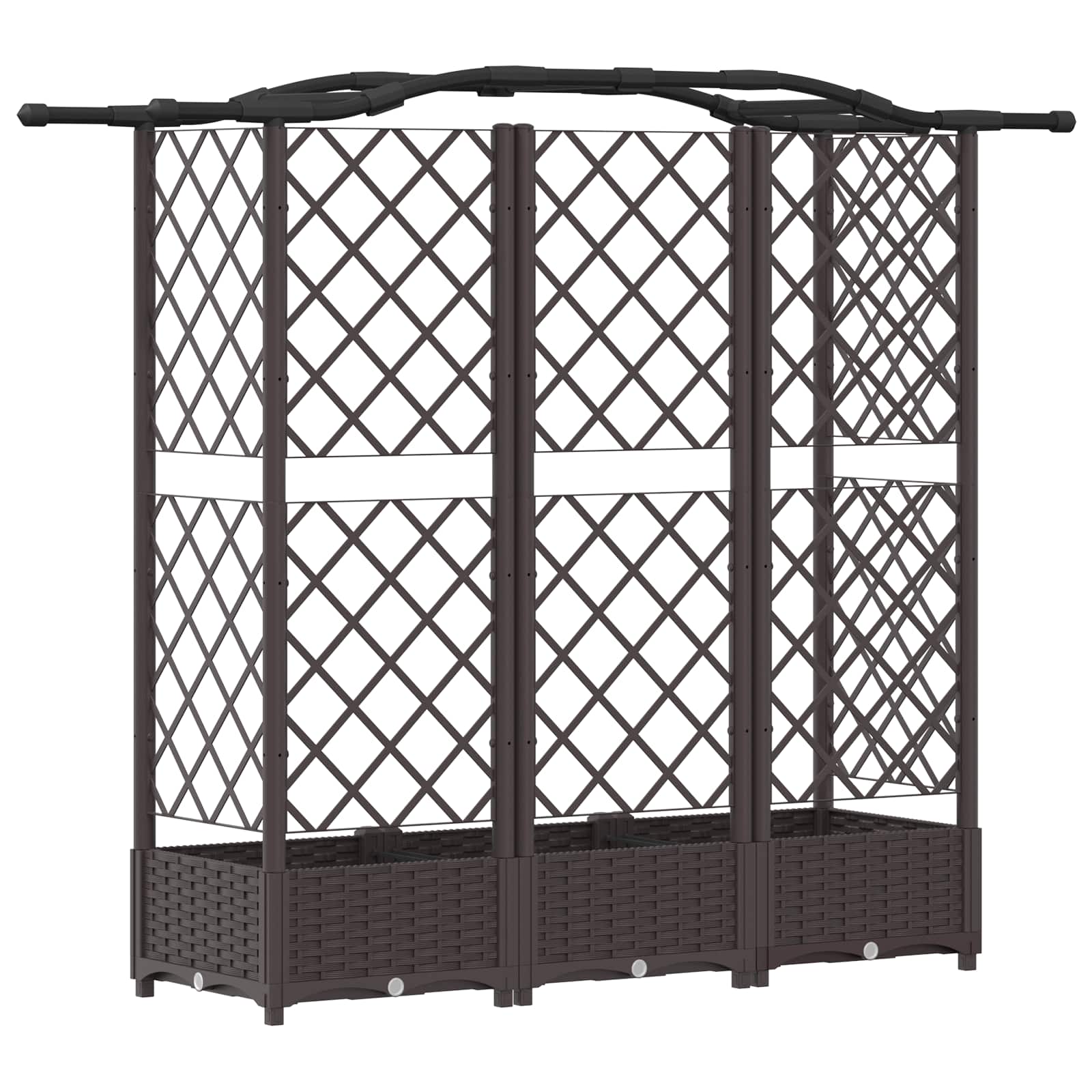 Hævet Bed med Trellis og Tag Brun 163 x 40 x 126 cm PP