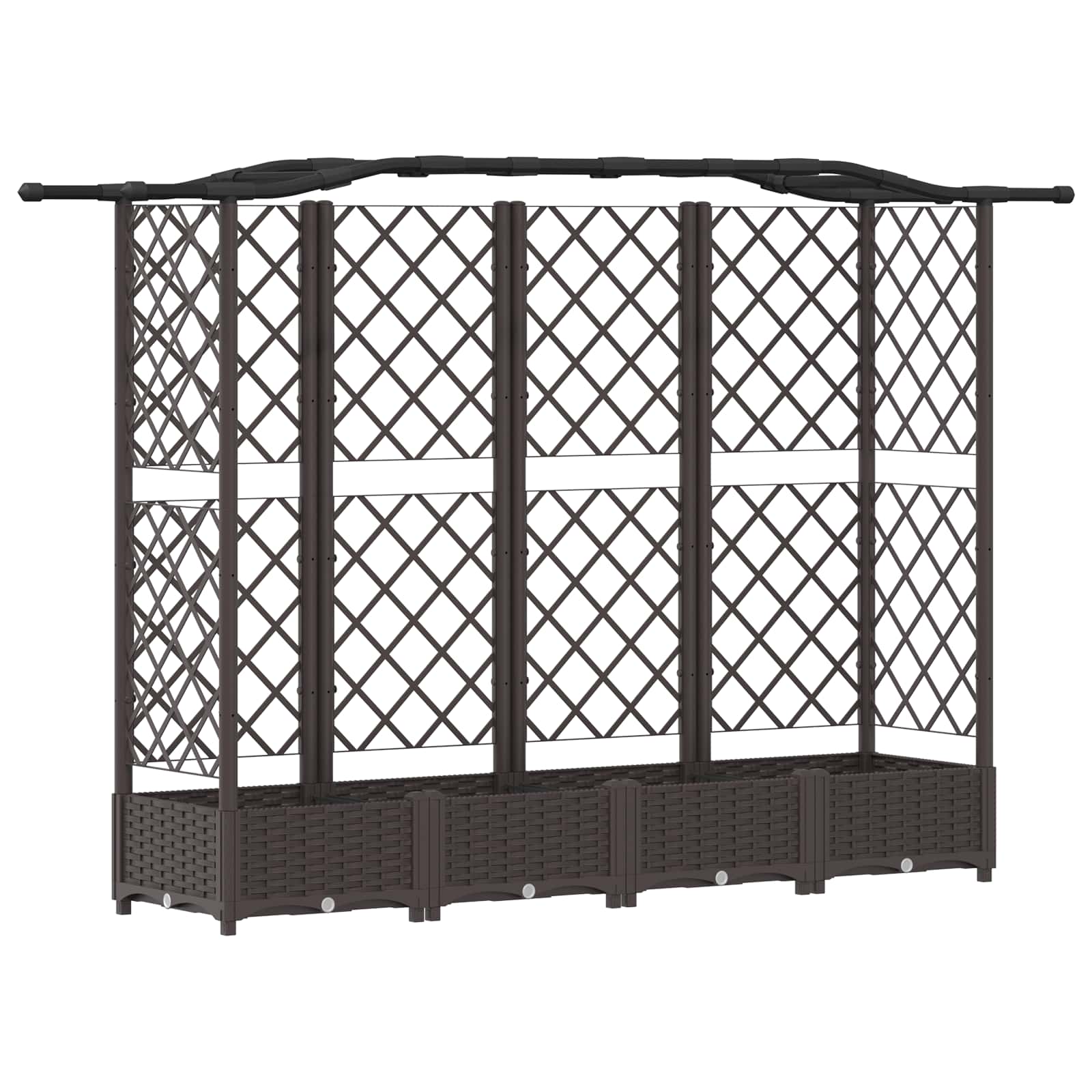 Hævet Bed med Trellis og Tag Brun 203,5 x 40 x 125 cm PP
