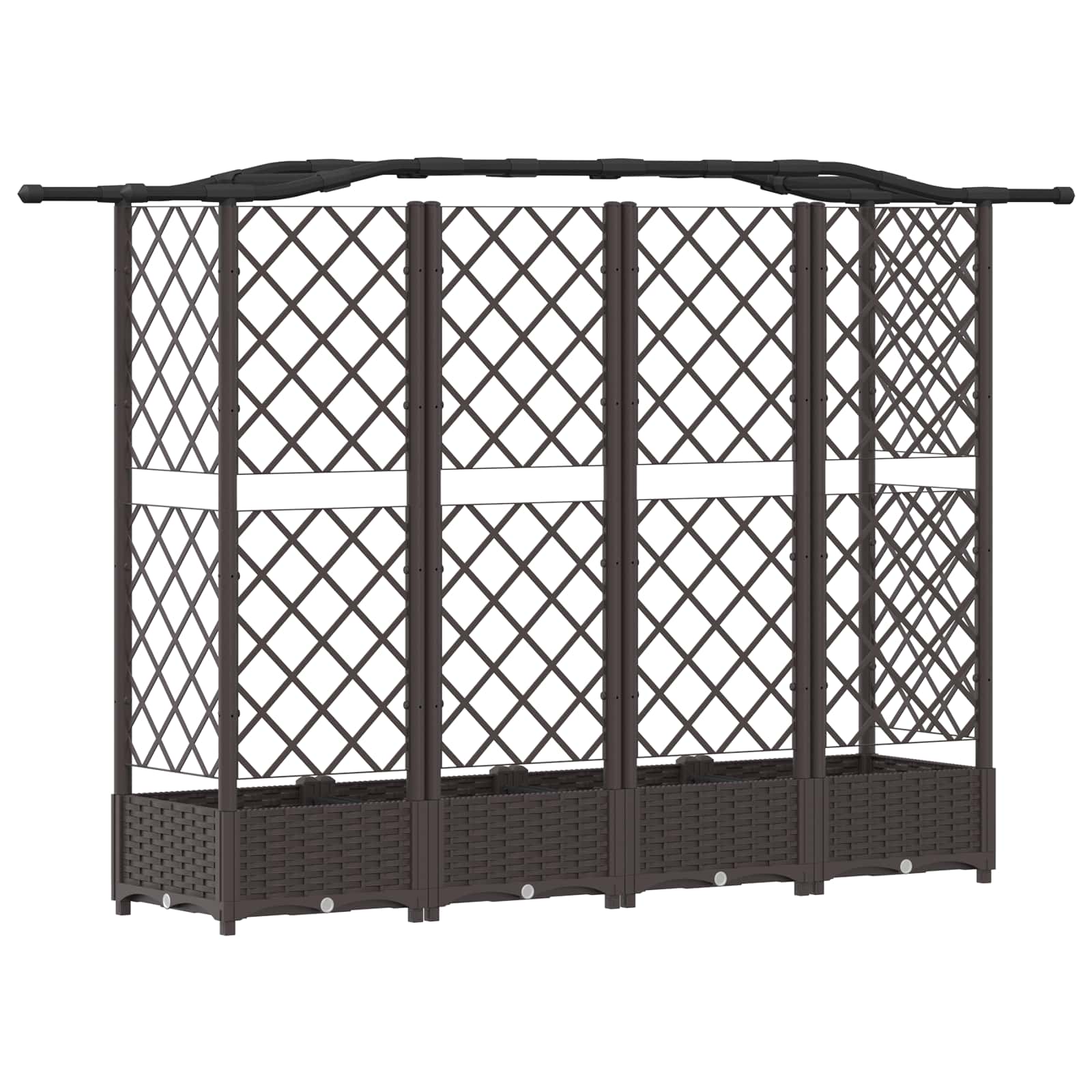 Hævet Bed med Trellis og Tag Brun 203,5 x 40 x 125 cm PP