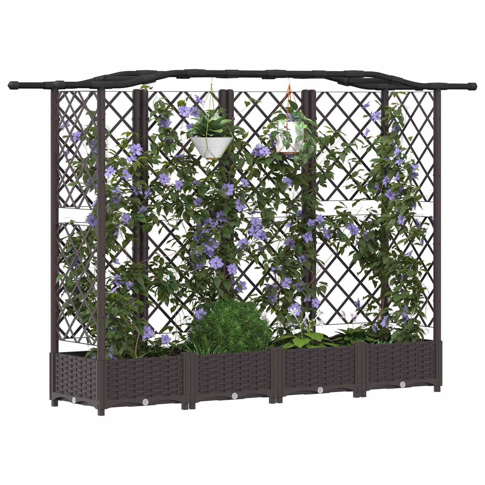 Hævet Bed med Trellis og Tag Brun 203,5 x 40 x 125 cm PP