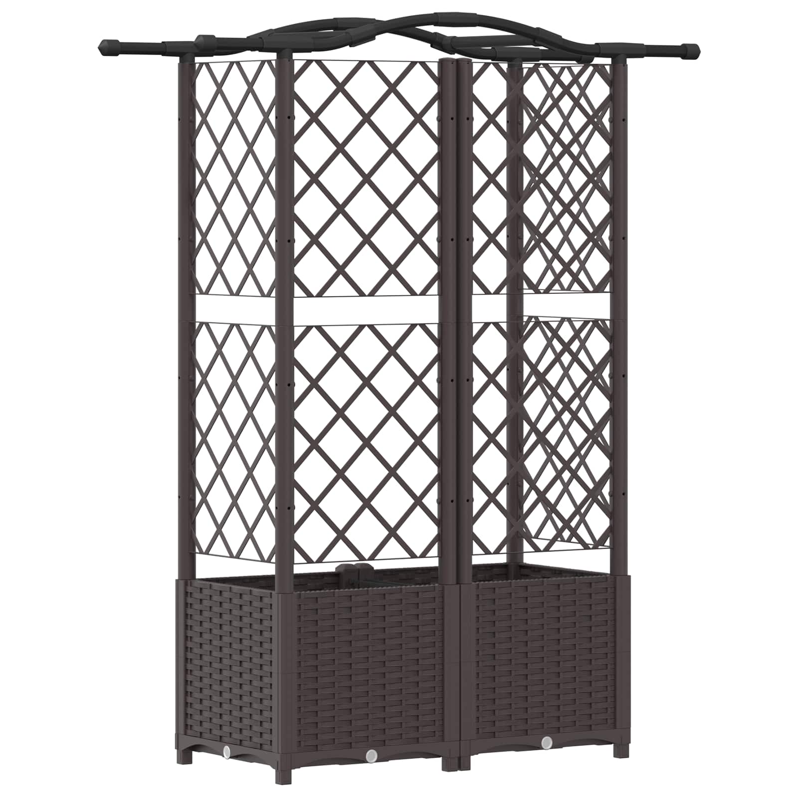 Hævet Bed med Trellis og Tag Brun 122 x 40 x 141 cm PP
