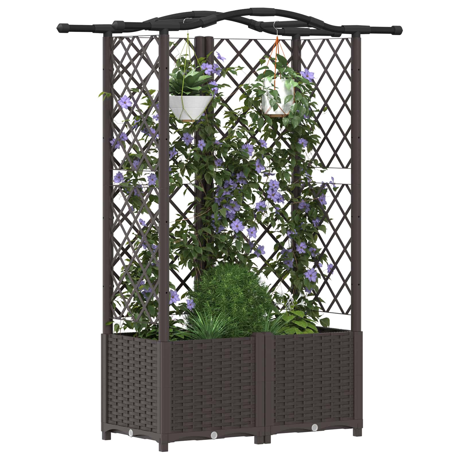 Hævet Bed med Trellis og Tag Brun 122 x 40 x 141 cm PP