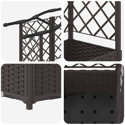 Hævet Bed med Trellis og Tag Brun 204 x 40 x 138 cm PP