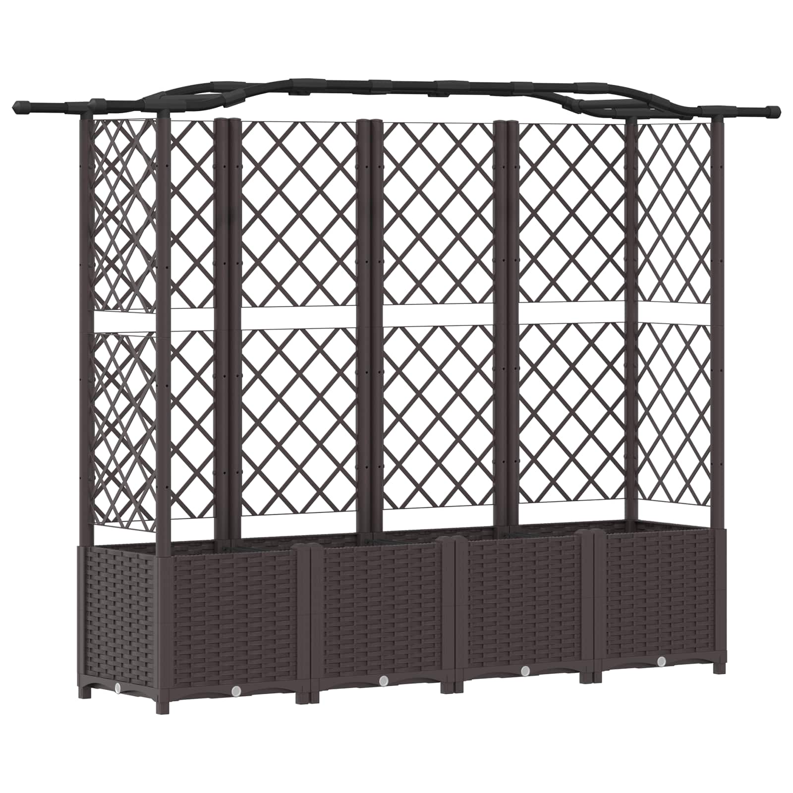 Hævet Bed med Trellis og Tag Brun 204 x 40 x 141 cm PP