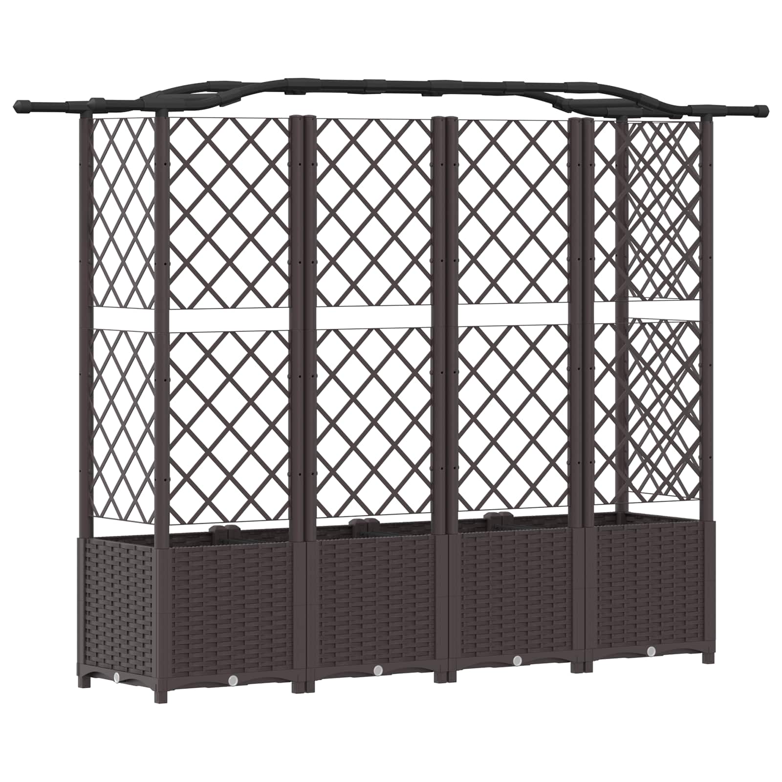 Hævet Bed med Trellis og Tag Brun 204 x 40 x 141 cm PP