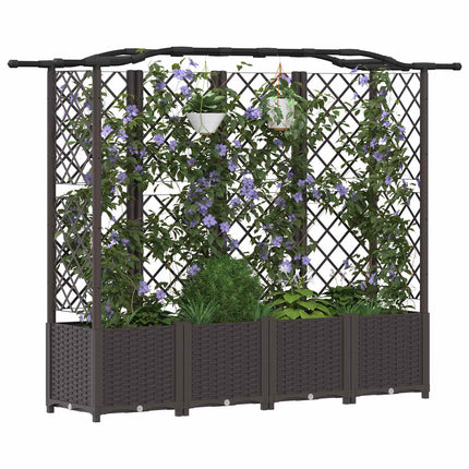 Hævet Bed med Trellis og Tag Brun 204 x 40 x 138 cm PP