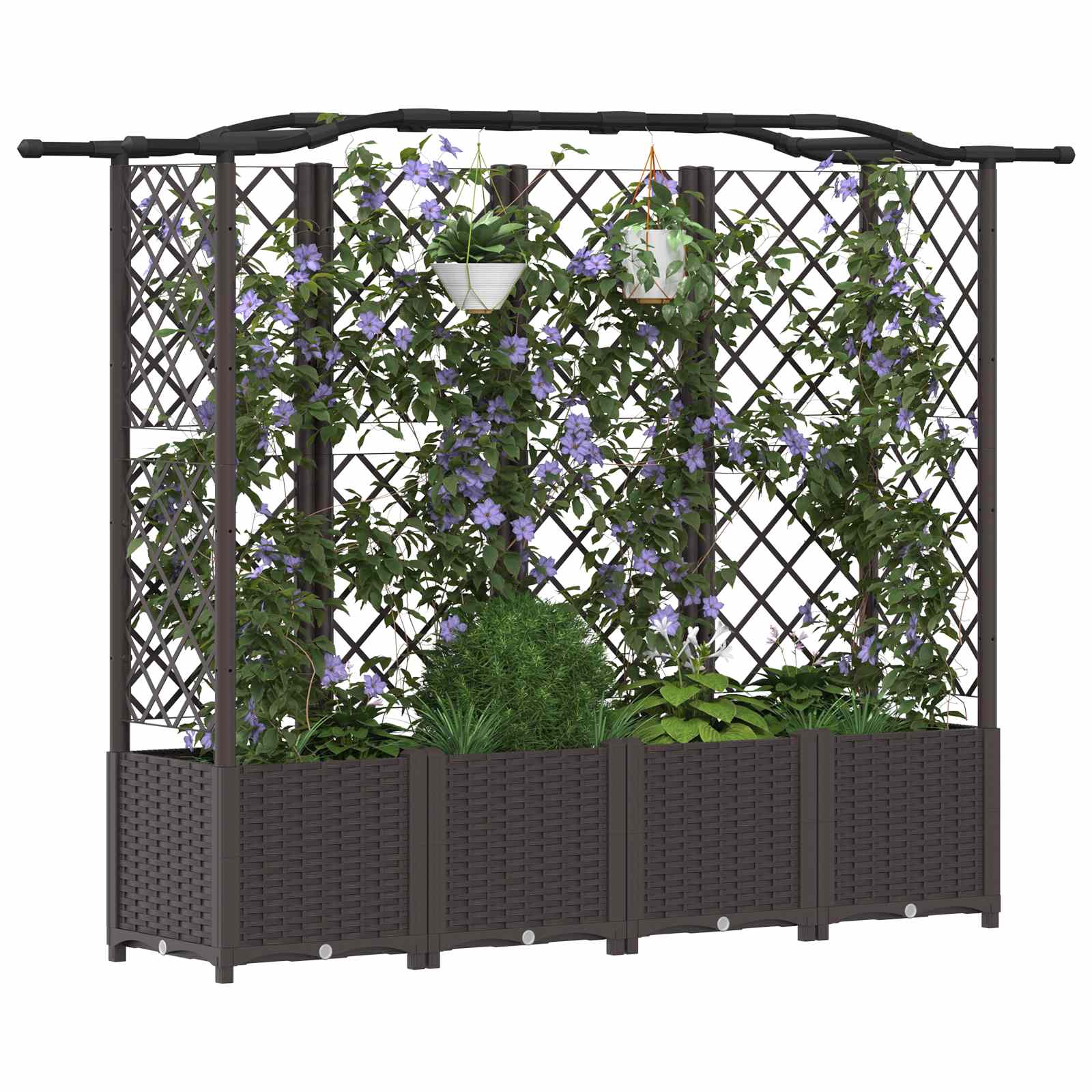 Hævet Bed med Trellis og Tag Brun 204 x 40 x 141 cm PP