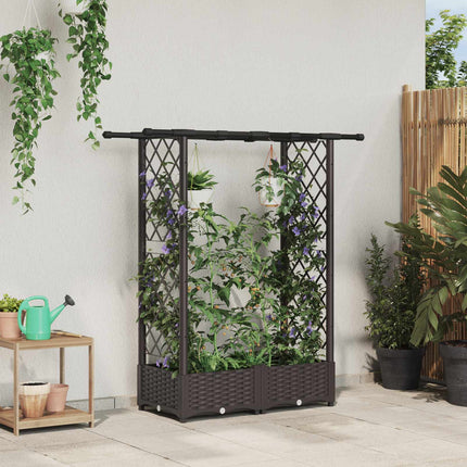 Hævet Bed med Trellis og Tag Brun 122,5 x 40 x 121 cm PP