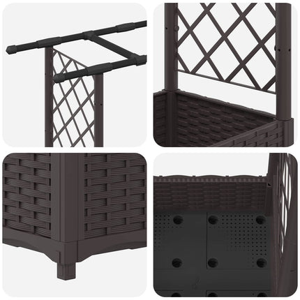 Hævet Bed med Trellis og Tag Brun 164 x 40 x 121 cm PP