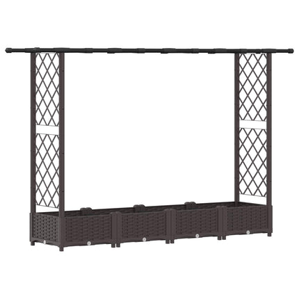 Hævet Bed med Trellis og Tag Brun 203 x 40 x 121 cm PP