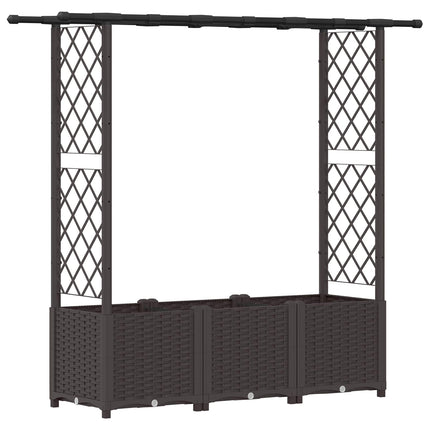 Hævet Bed med Trellis og Tag Brun 162,5 x 40 x 136 cm PP