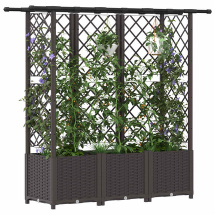 Hævet Bed med Trellis og Tag Brun 162,5 x 40 x 136 cm PP
