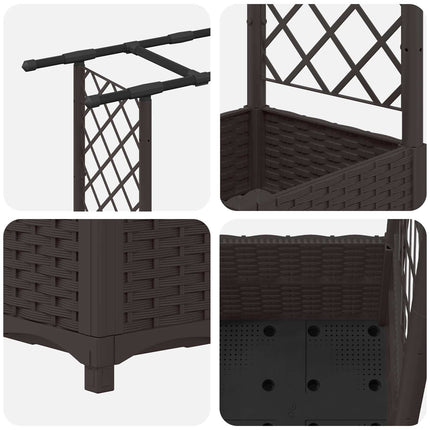 Hævet Bed med Trellis og Tag Brun 203 x 40 x 136 cm PP