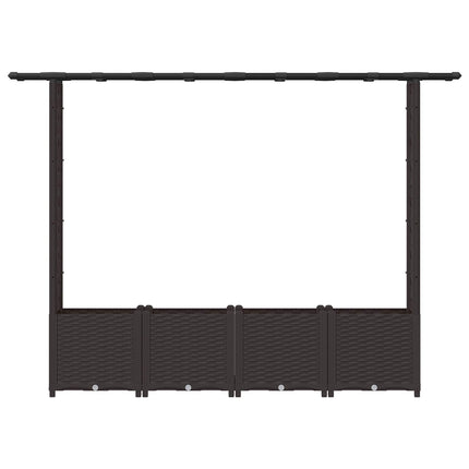 Hævet Bed med Trellis og Tag Brun 203 x 40 x 136 cm PP