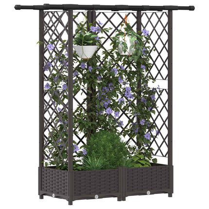 Hævet Bed med Trellis og Tag Brun 124 x 40 x 121 cm PP