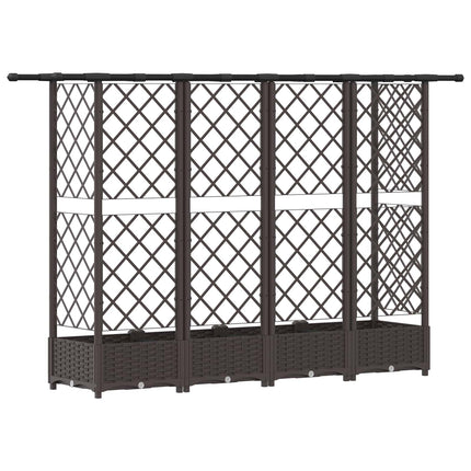 Hævet Bed med Trellis og Tag Brun 202,5 x 40 x 121 cm PP