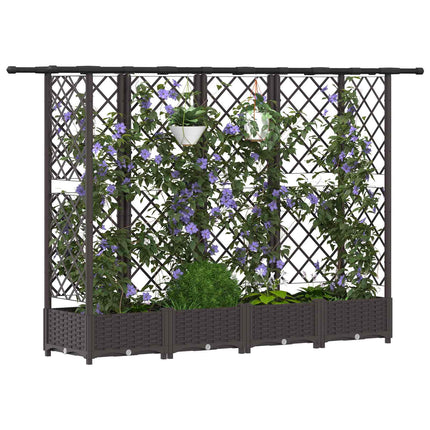 Hævet Bed med Trellis og Tag Brun 202,5 x 40 x 121 cm PP