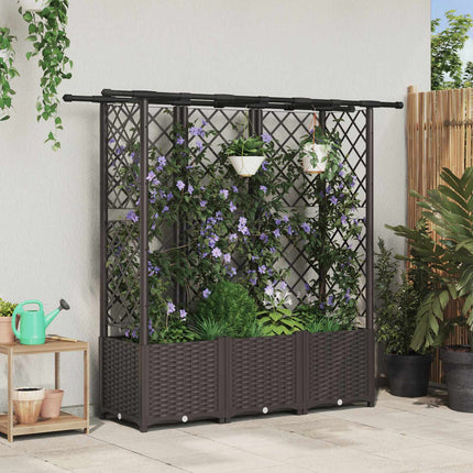 Hævet Bed med Trellis og Tag Brun 163,5 x 40 x 136 cm PP