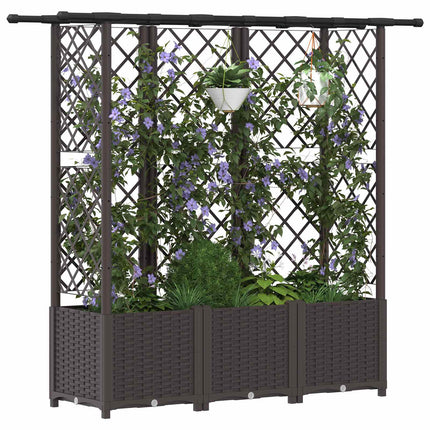 Hævet Bed med Trellis og Tag Brun 163,5 x 40 x 136 cm PP