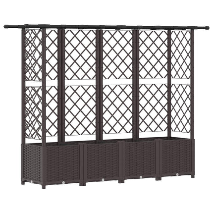 Hævet Bed med Trellis og Tag Brun 202 x 40 x 136 cm PP