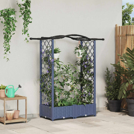 Hævet Bed med Trellis og Tag Grå 124 x 40 x 123 cm PP