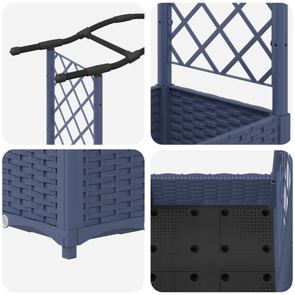 Hævet Bed med Trellis og Tag Grå 169 x 40 x 123 cm PP